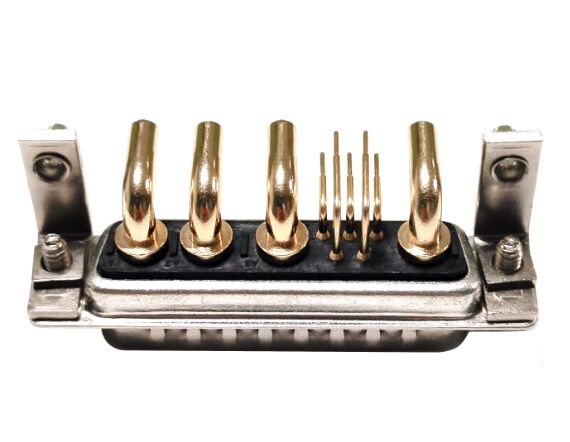 High current 9W4 male bent plug rivet lock black glue with bracket connector