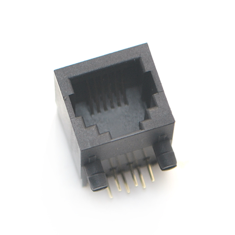 RJ11-6P6C Plastic Black Long Body Bend Plug