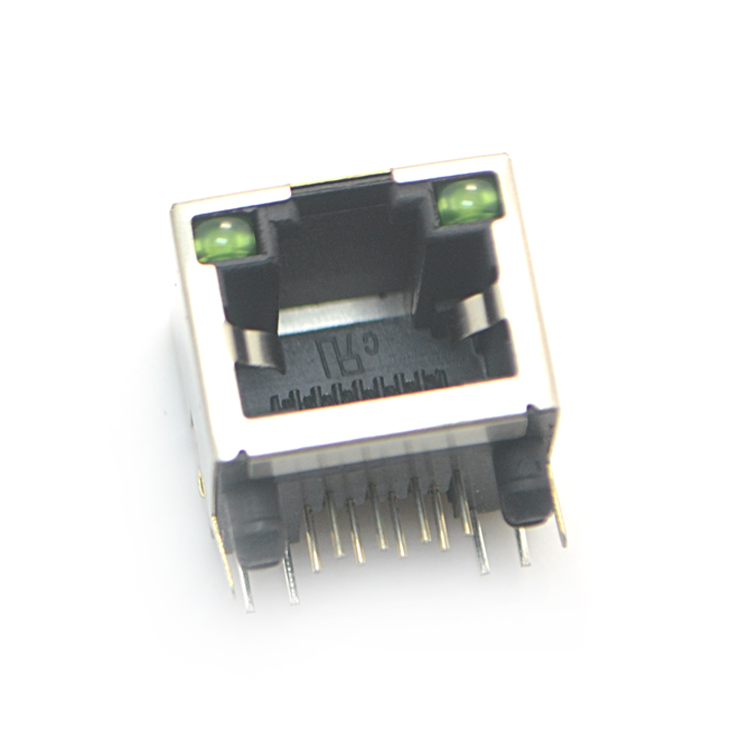 RJ45-8P8C with light strip filter bent plug