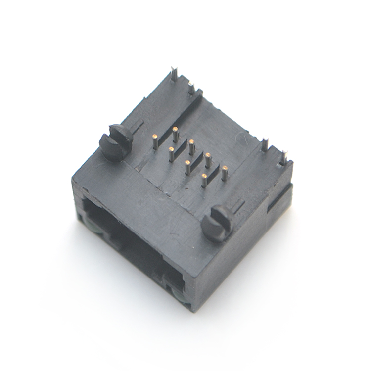 RJ45-8P8C Black Angled Plug with Top Light