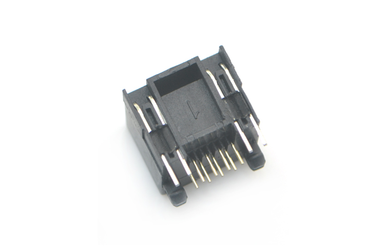 RJ45-8P8C Black Angled Plug with Top Light