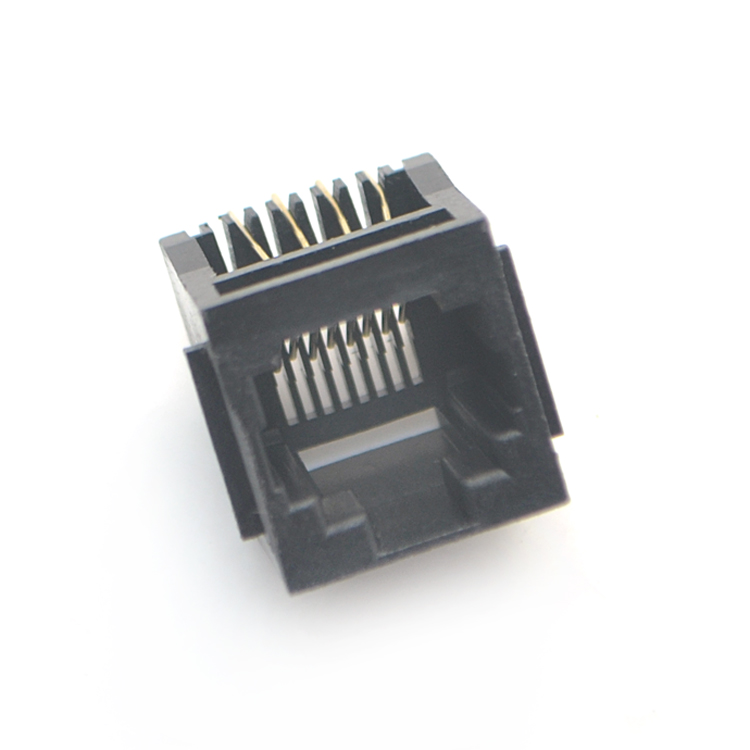 RJ45-8P8C Full Plastic Black With Ear Straight Plug