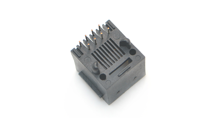 RJ45-8P8C Full Plastic Black With Ear Straight Plug