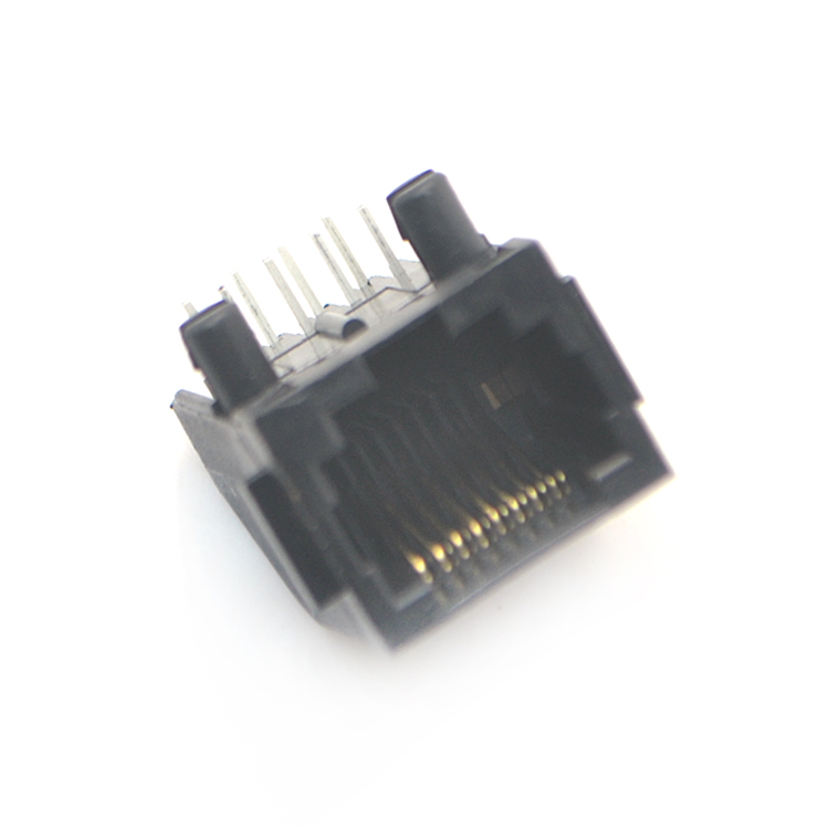 RJ45-8P8C Full Plastic Black With Ear Angled Plug